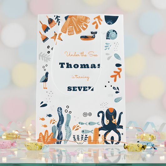 ノルディックアンダーザシー子供の誕生日 ミディアムペーパーバッグ