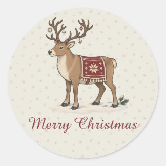 ノルディッククリスマシカとフォーク柄ブランケット ホリデー ラウンドシール