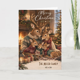 ノルディッククリスマスのあったかいシカの家族のカスタムグッズ カード