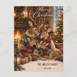 ノルディッククリスマスのあったかいシカの家族のカスタムグッズ シーズンポストカード