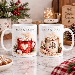 ノルディッククリスマスカップルのホットココア コーヒーマグカップ
