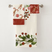 ノルディッククリスマスキャンディーケーンリース名前をカスタムする バスタオルセット (インサイチュ)