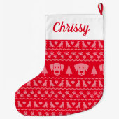 ノルディッククリスマスセータープリントラブラドールリトリーバ ラージクリスマスストッキング (裏面)