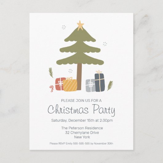 ノルディッククリスマスツリーホリデーパーティー ポストカード (正面)