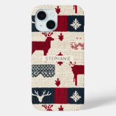 ノルディッククリスマスパッチワーク | ニットトナカイ (2) Case-Mate iPhoneケース (裏面)