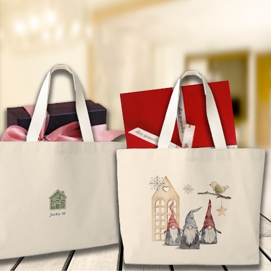 ノルディッククリスマス格言&ホーム名前をカスタムする ラージトートバッグ