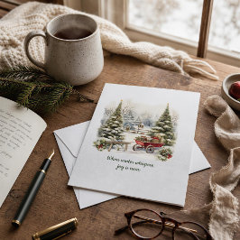 ノルディックグリーンの雪とモミの森 クリスマスツリー シーズンカード
