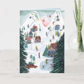 ノルディックスキーロッジのスケート場でクリスマス シーズンカード (正面)