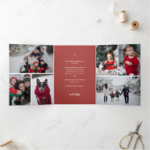 ノルディックスキーロッジスケートで滑るクリスマスファミリーフォト 三つ折り招待状 (内部)