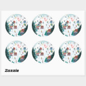 ノルディックスキーロッジスケートで滑るクリスマス ラウンドシール (シート)