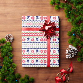 ノルディックスタイル ダウンヒル スノースキー クリスマス ラッピングペーパー