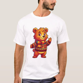 ノルディックセーターを着たかわいいクマ Tシャツ