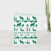 ノルディックセーターグリーンウィンターアニマルズホリデーカード シーズンカード (裏面)