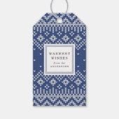 ノルディックセーターパターンネイビー&ホワイトホリデー ギフトタグ (正面)