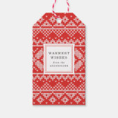 ノルディックセーターパター赤と白ンホリデイ ギフトタグ (正面)