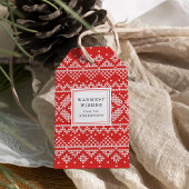 ノルディックセーターパター赤と白ンホリデイ ギフトタグ