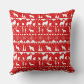 ノルディックセーターホワイトウィンターアニマルズホリデーレッド クッション (裏面)