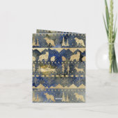 ノルディックセーター金ゴールド冬動物夕べダスク シーズンカード (裏面)