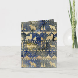 ノルディックセーター金ゴールド冬動物夕べダスク シーズンカード