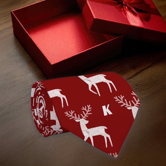 ノルディックディアマルーンパーソナライズドイニシャル ネクタイ