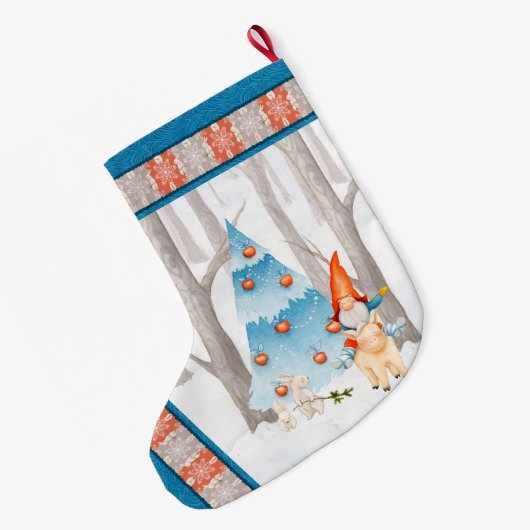 ノルディックトメット格言と森の豚 ラージクリスマスストッキング (裏面 (吊り時))