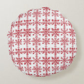 ノルディックノエル刺繍 | 雪赤と白片 ラウンドクッション (裏面)