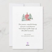 ノルディックパインの水彩画 赤い納屋 クリスマスツリー シーズンカード (裏面)