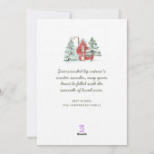 ノルディックパインフォレストの水彩画 赤い納屋 クリスマス (裏面)