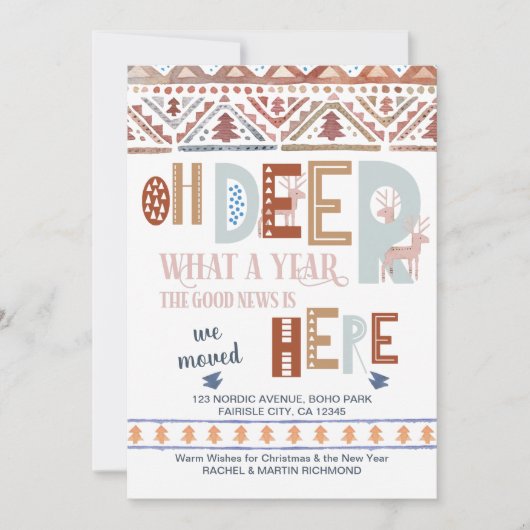 ノルディックフェアアイルとおもしろいタイポグラフィホリデームービング 案内状 (正面)