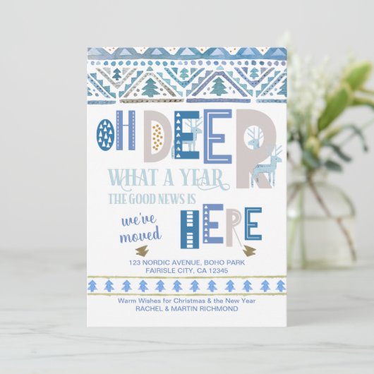 ノルディックフェアリールアンドディアタイポグラフィホリデームービング 案内状 (スタンド正面)