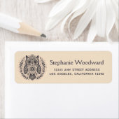 ノルディックフォークアートアウルブラックベージュ差出人住所 ラベル (インサイチュ)