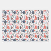 ノルディックフォークアートキツネ ラッピングペーパーシート (正面)