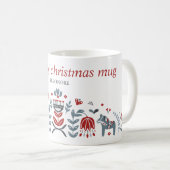 ノルディックフォークアートダラホースクリスマスホリデーズ コーヒーマグカップ (正面右)