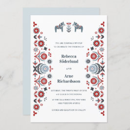 ノルディックフォークアートダラホーススカンジナビア結婚ーズ 招待状