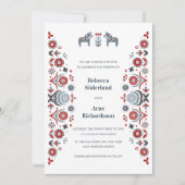 ノルディックフォークアートダラホーススカンジナビア結婚ーズ 招待状 (正面)