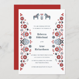 ノルディックフォークアートダラホーススカンジナビア結婚ーズ 招待状