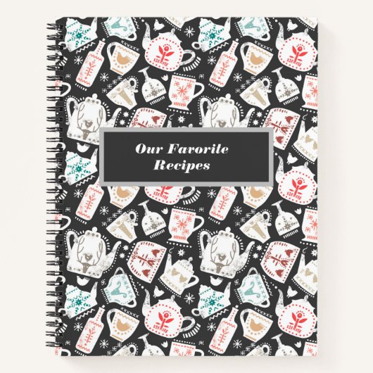 ノルディックフォークアートテーブルウェアパーソナライズされたレシピ ノートブック (正面)