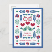 ノルディックフォークアートバード&離れハッピーズ シーズンポストカード (正面/裏面)