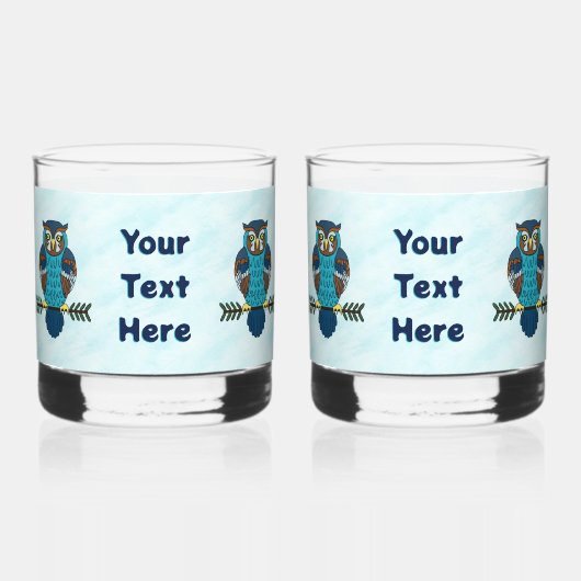 ノルディックフォークアートフクロウ ウイスキーグラス (裏面)