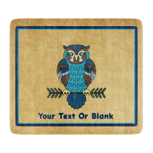 ノルディックフォークアートフクロウ カッティングボード (正面)