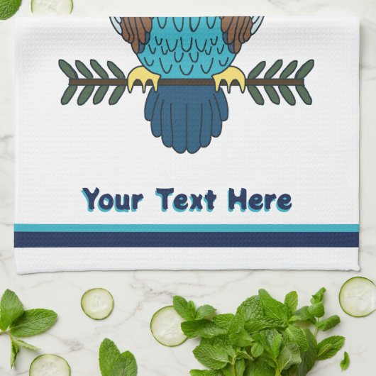 ノルディックフォークアートフクロウ キッチンタオル (折り畳み)