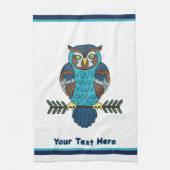 ノルディックフォークアートフクロウ キッチンタオル (縦)