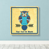 ノルディックフォークアートフクロウ キャンバスプリント (インサイチュ (ウッドフロア))