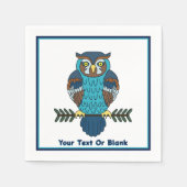 ノルディックフォークアートフクロウ スタンダードカクテルナプキン (正面)