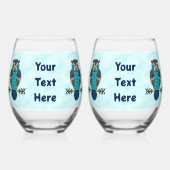 ノルディックフォークアートフクロウ ステムなしワイングラス (裏面)