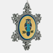 ノルディックフォークアートフクロウ スノーフレークピューターオーナメント (左)