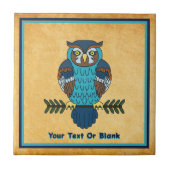 ノルディックフォークアートフクロウ タイル (正面)