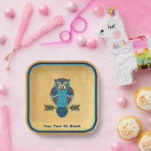 ノルディックフォークアートフクロウ ペーパープレート (パーティー)