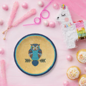 ノルディックフォークアートフクロウ ペーパープレート (パーティー)