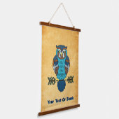 ノルディックフォークアートフクロウ 吊り下げ型タペストリー (傾斜あり)